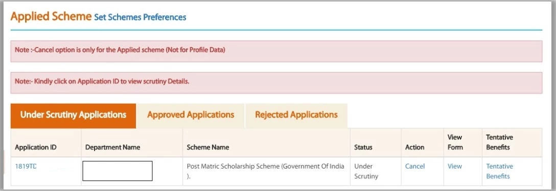 Application Under Scrutiny Process